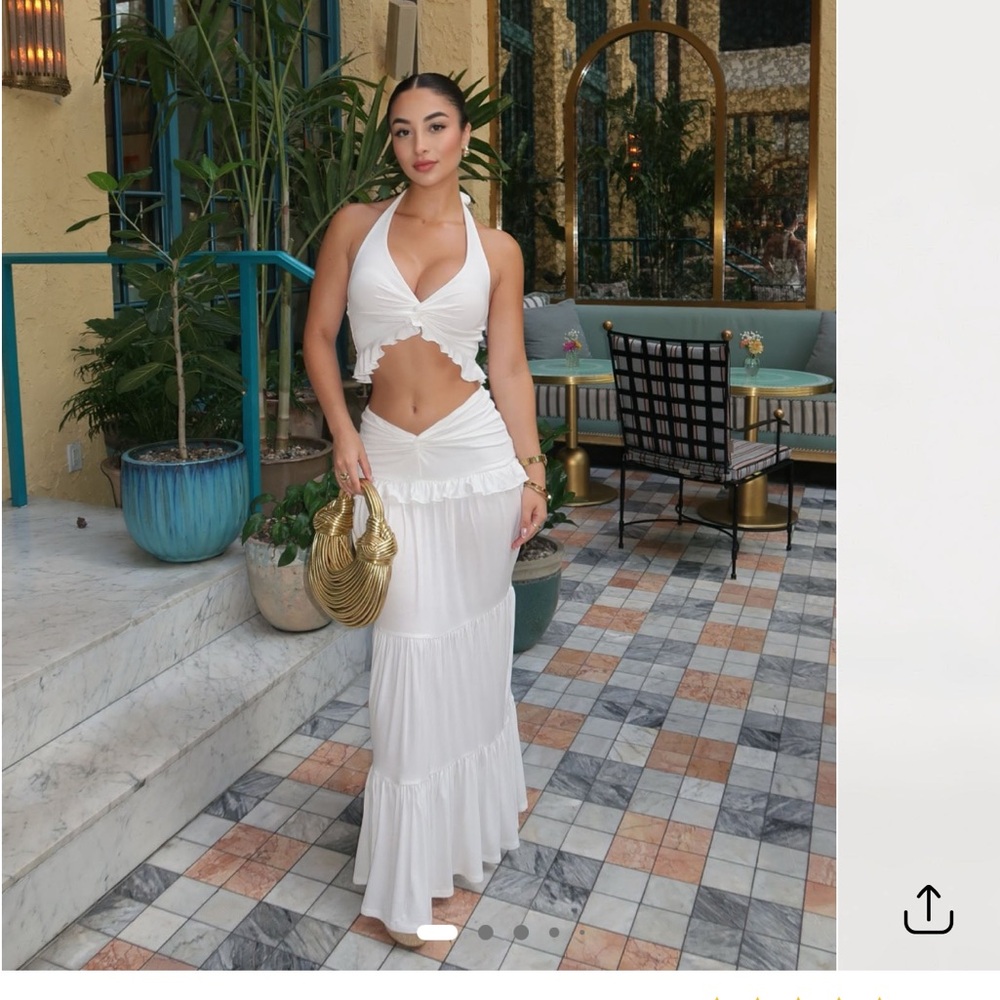 Fashion Nova White Maxi Skirt Set
